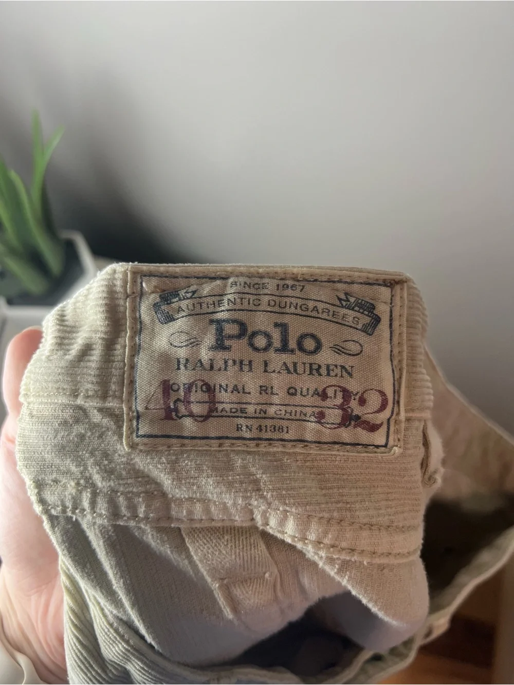 Polo Ralph Lauren Beige Corduroy Varick Slim Straight Pants Cotton Mens Sz 40x32